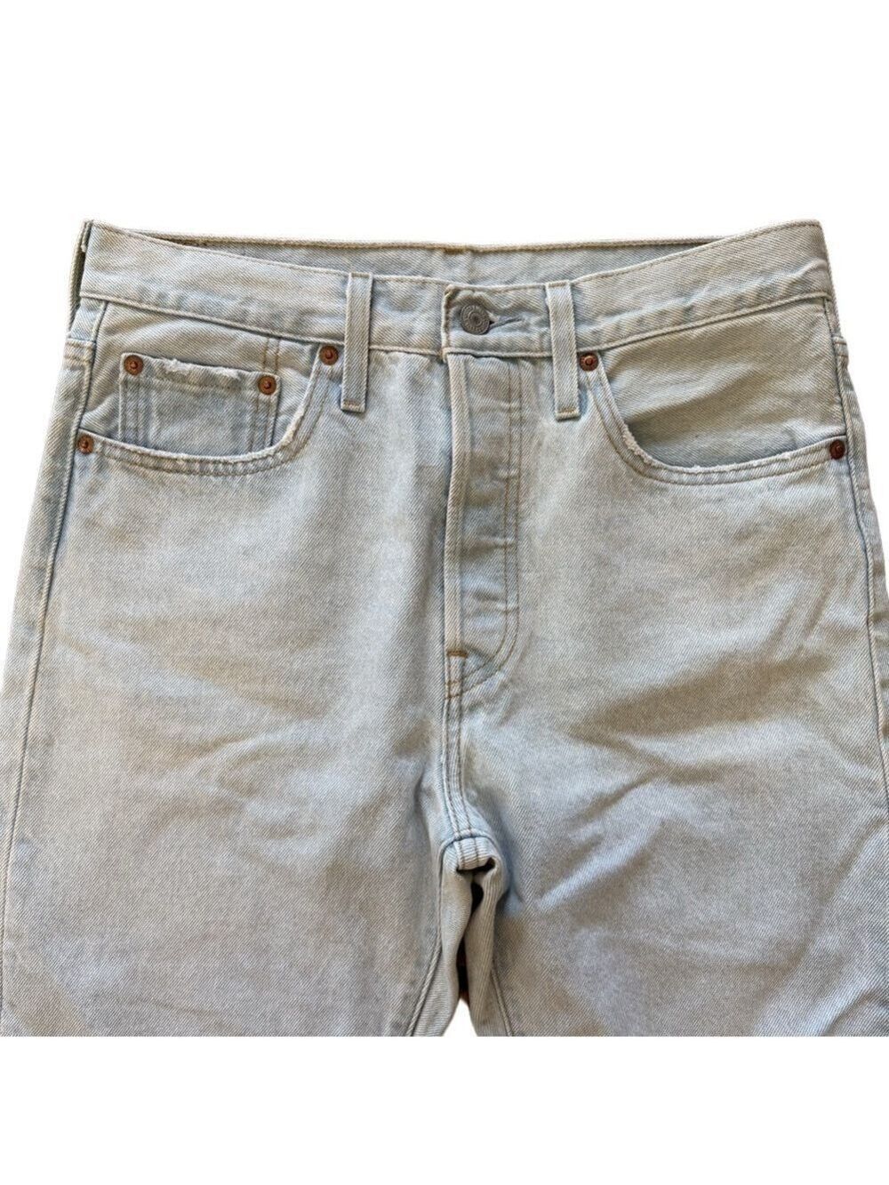 LEVIS 501 Skinny Jeans High Rise Cropped Raw Hem Distressed Size 28 - Picture 2 of 15